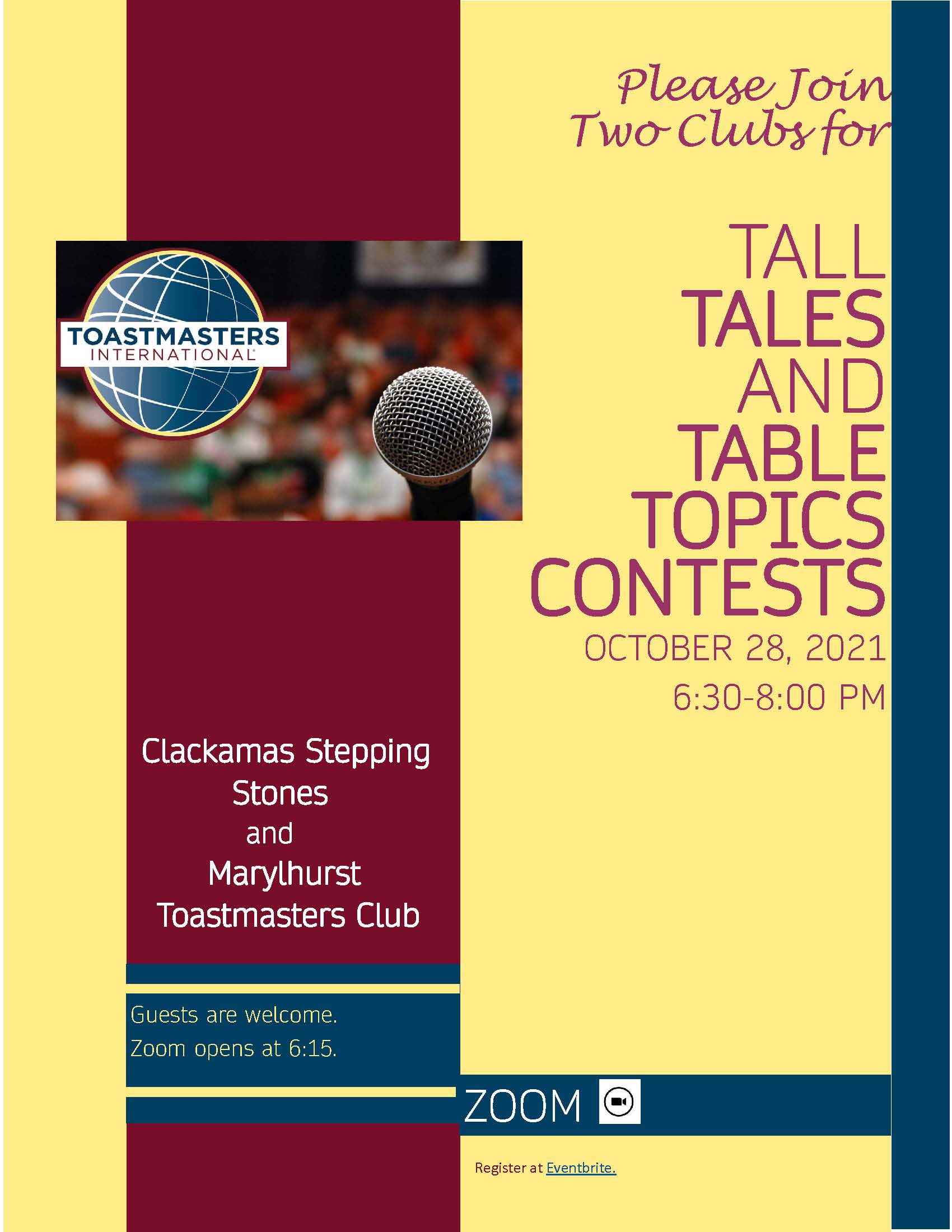 Fall 2021   Tall Tale & Table Topics Speech Contests   Toastmasters