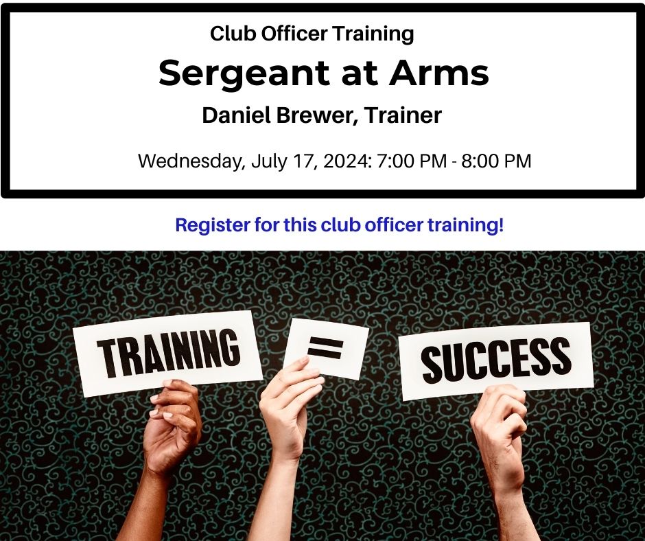 Sergeant at Arms club officers can receive training.