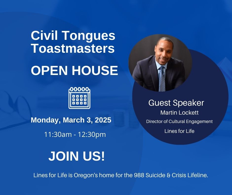 Civil Tongues Toastmasters presents Mr. Lockett as a keynote speakers