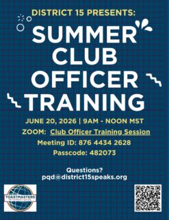District 15 Club Officer Training